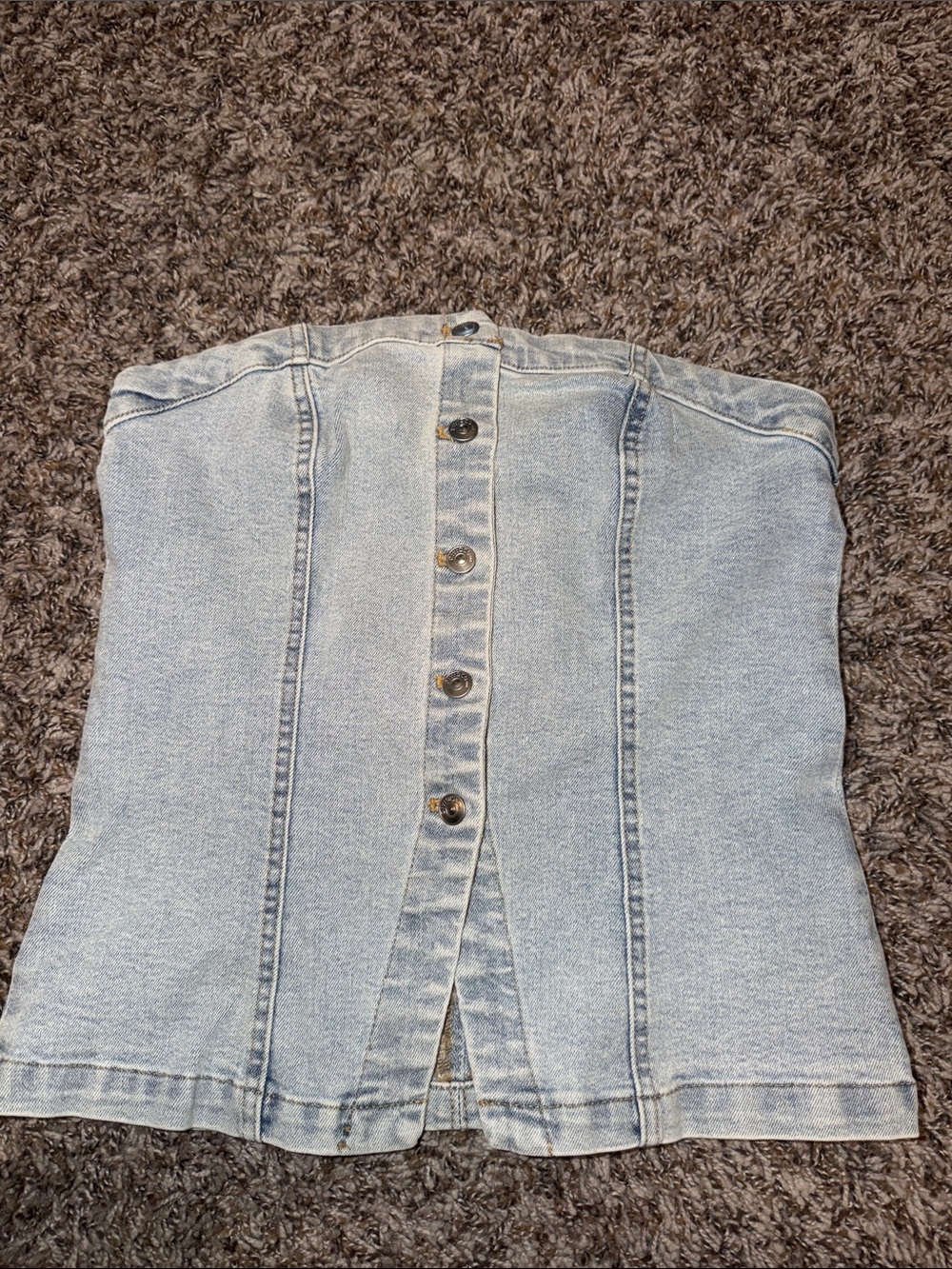 H&M Light Blue Strapless Denim Button-Front Tube Top